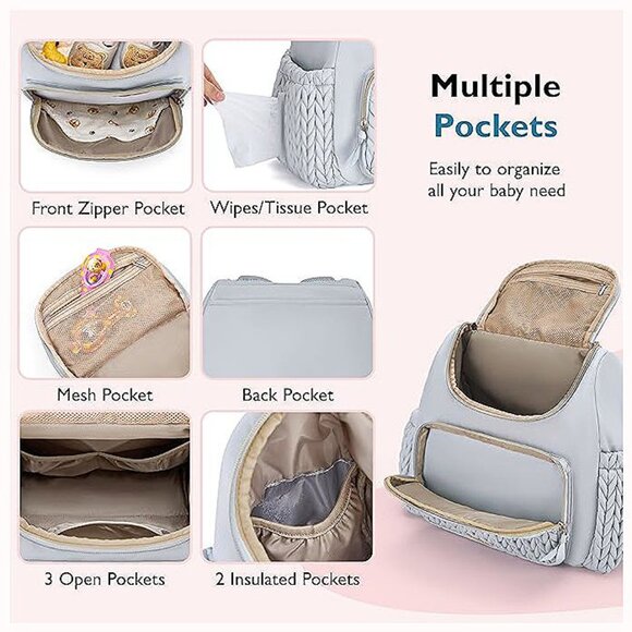 Diaper Bag Small Diaper Backpack Stylish Toddler Baby Light Blue - Picture 4 of 6